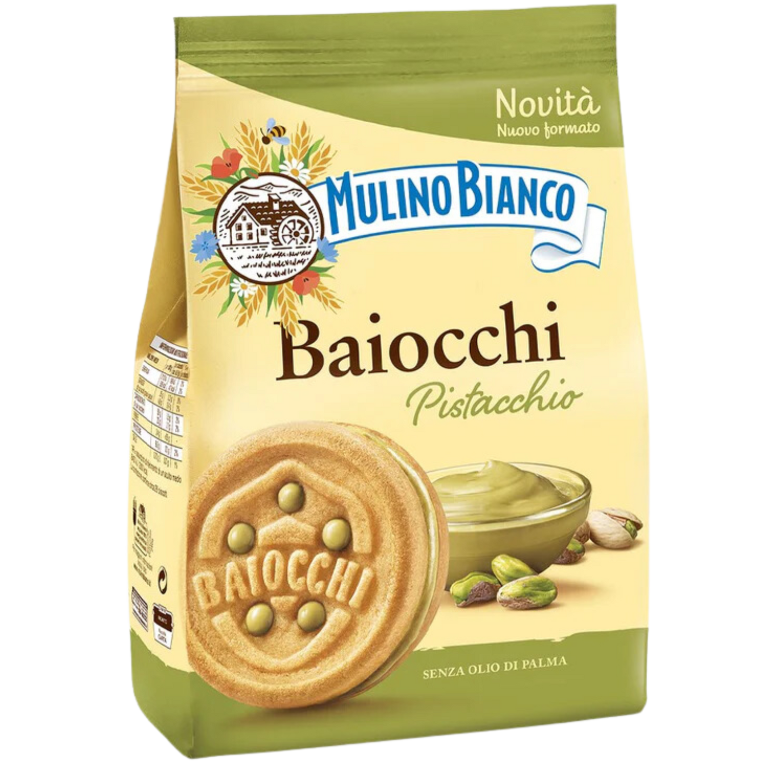 Mulino Bianco Baiocchi Pistacchio 240g Italian pistachio sandwich biscuits