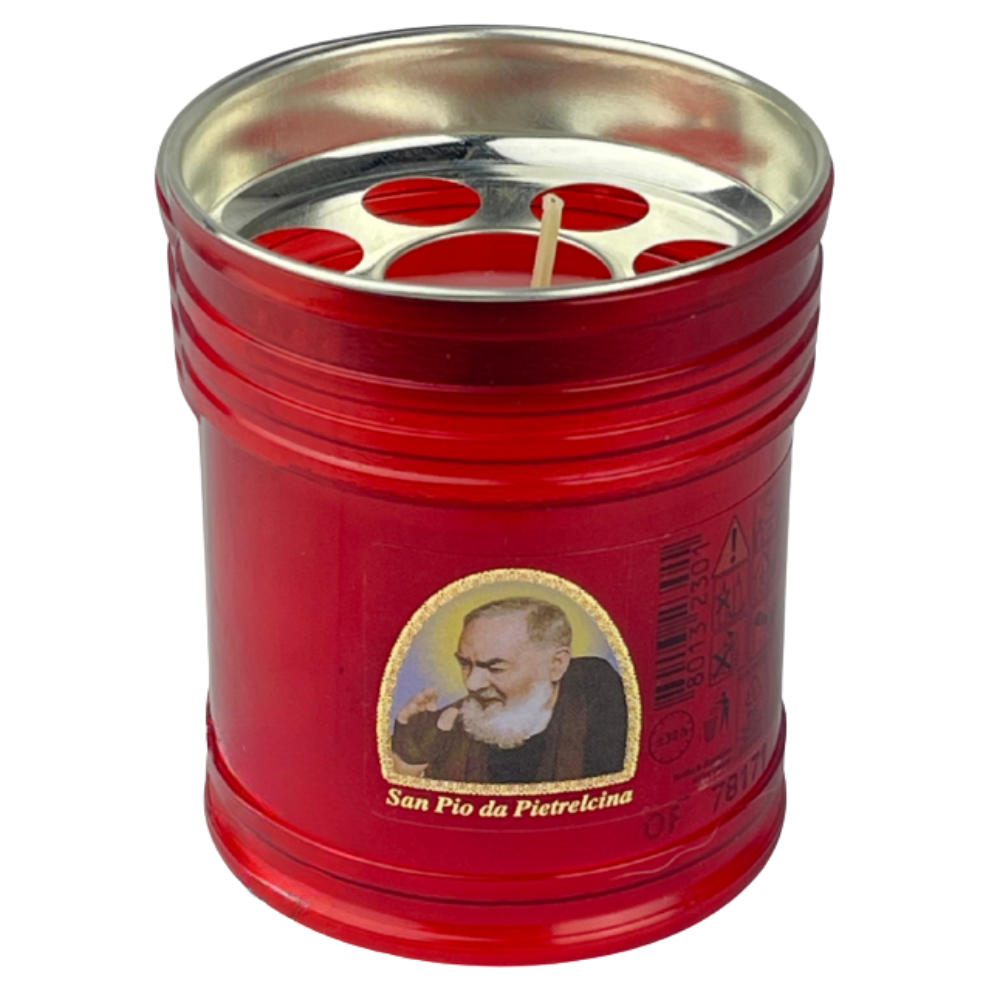 Padre Pio Red Devotional Candle T20 8cm