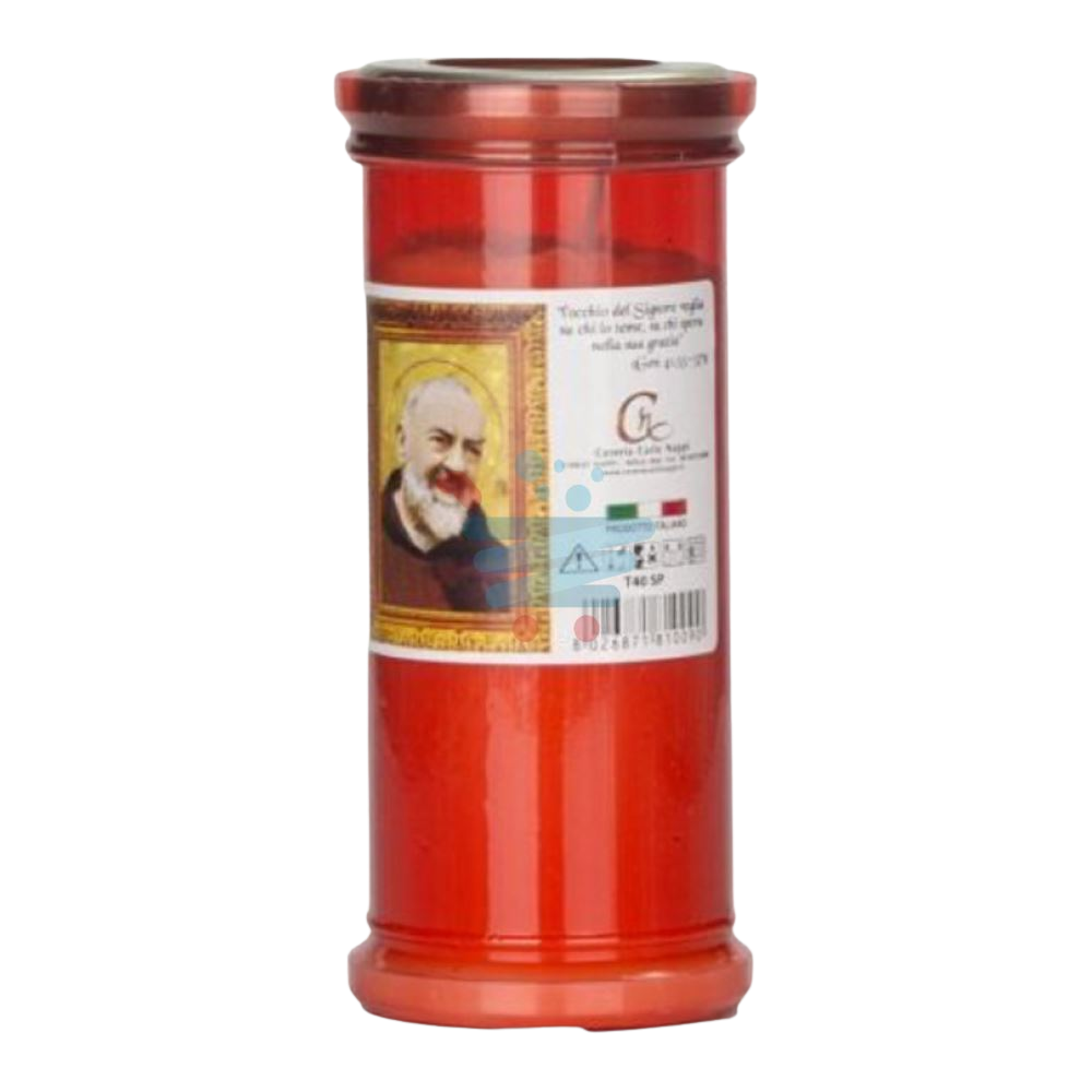 Padre Pio Red Devotional Candle T40 16cm